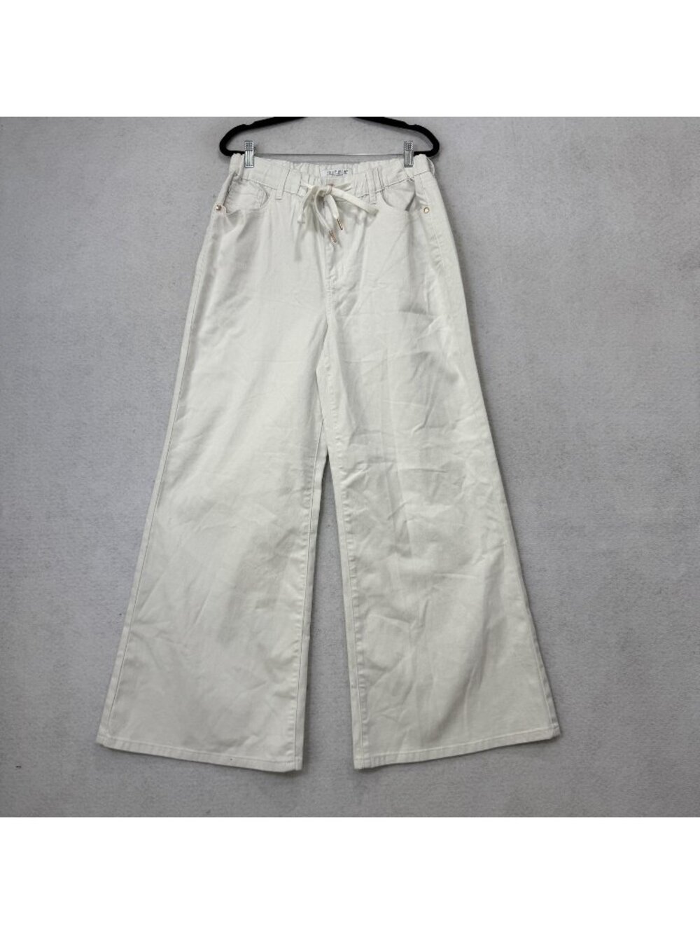 Judy Blue Jeans Womens 7/28 White High Rise Palazzo Wide Leg Drawstring Denim